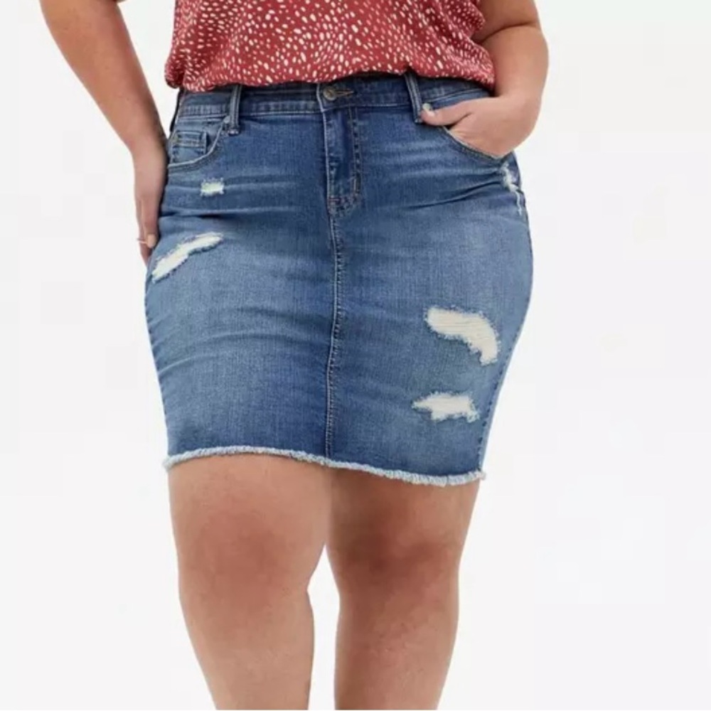 Torrid Denim Mini Skirt - Distressed Light Wash